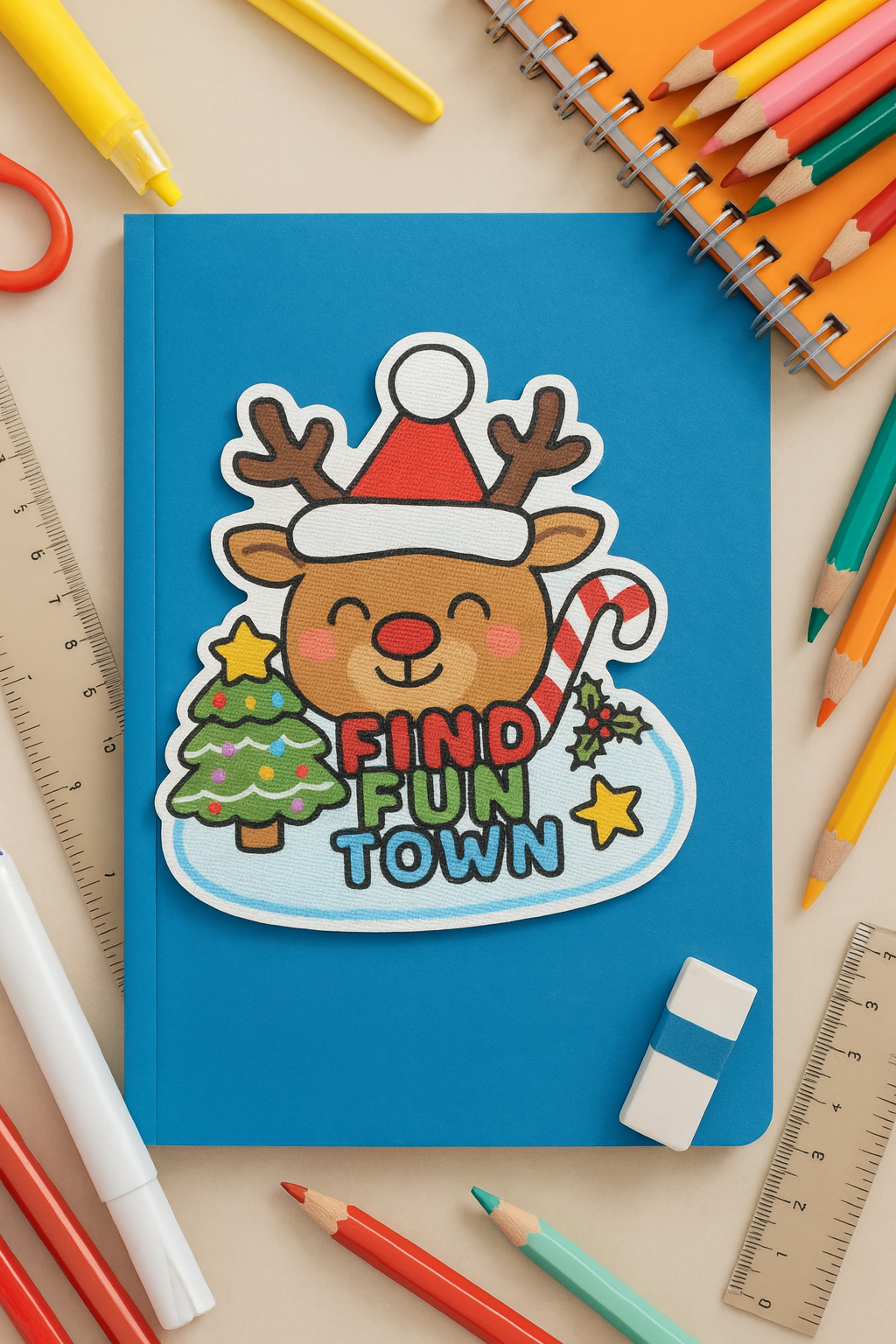 Holiday Reindeer Fabric Sticker