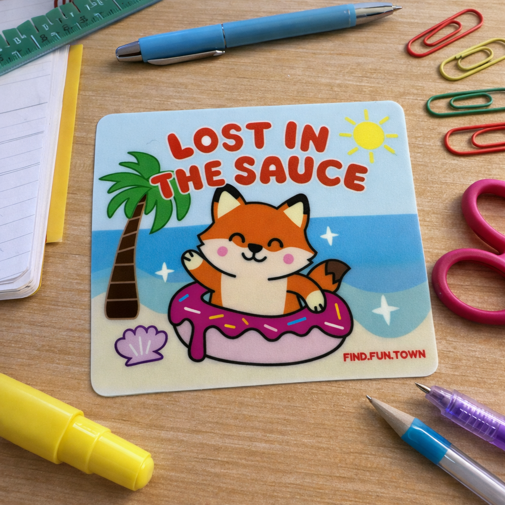 "Lost in the Sauce" Beach Fox Sticker