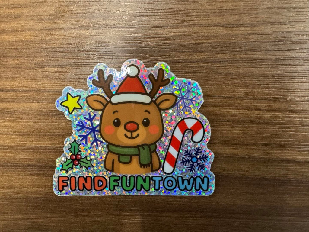 Holiday Reindeer Glitter Sticker