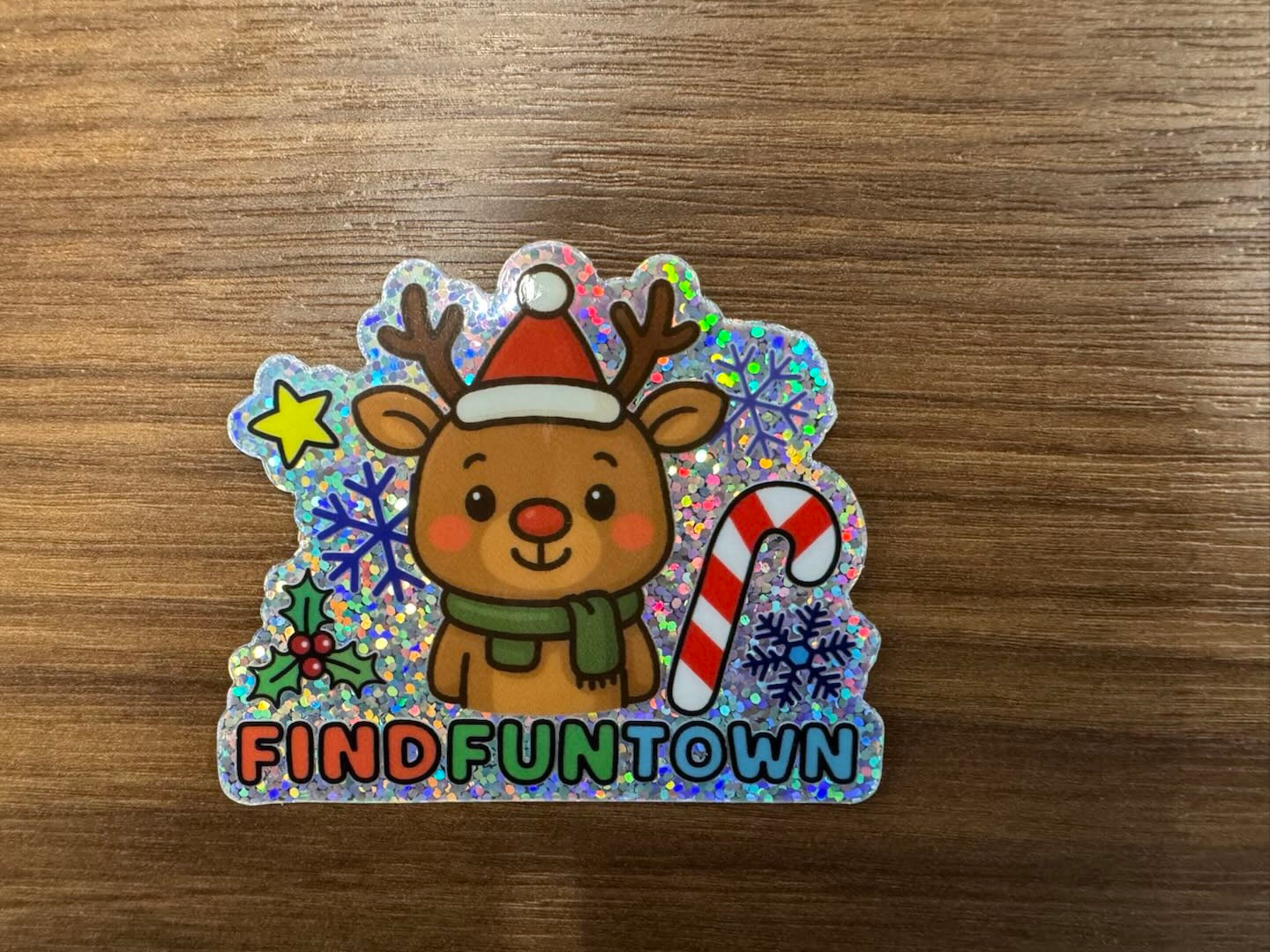Holiday Reindeer Glitter Sticker