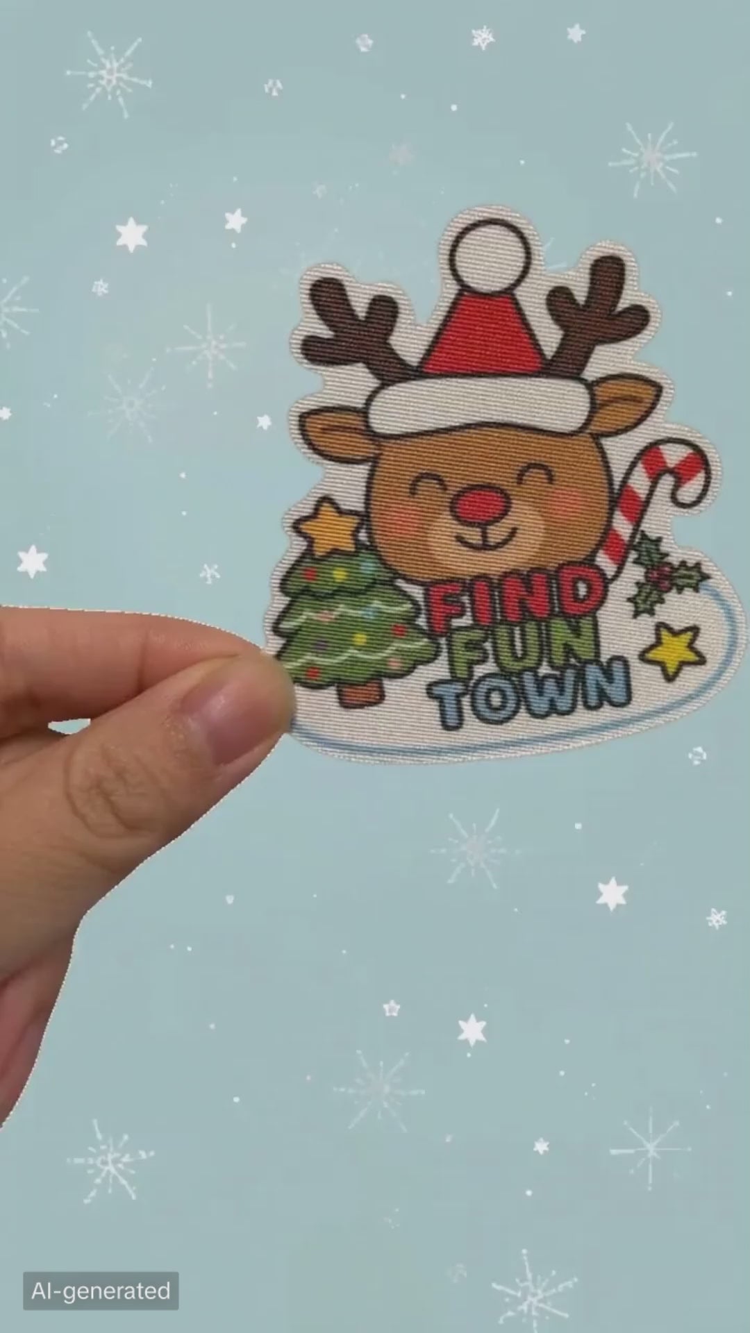 Holiday Reindeer Fabric Sticker