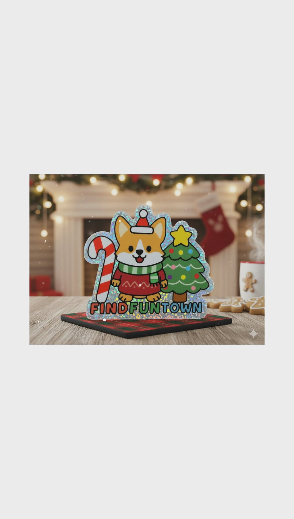 Holiday Corgi Glitter Sticker