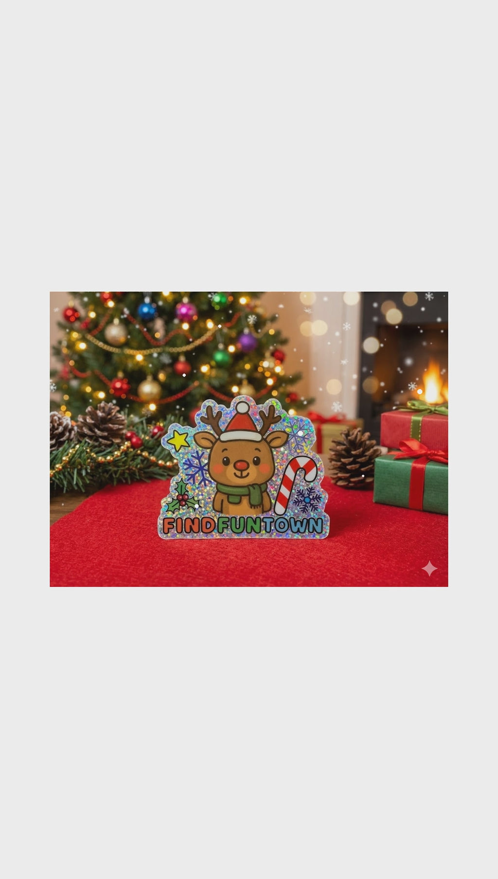 Holiday Reindeer Glitter Sticker