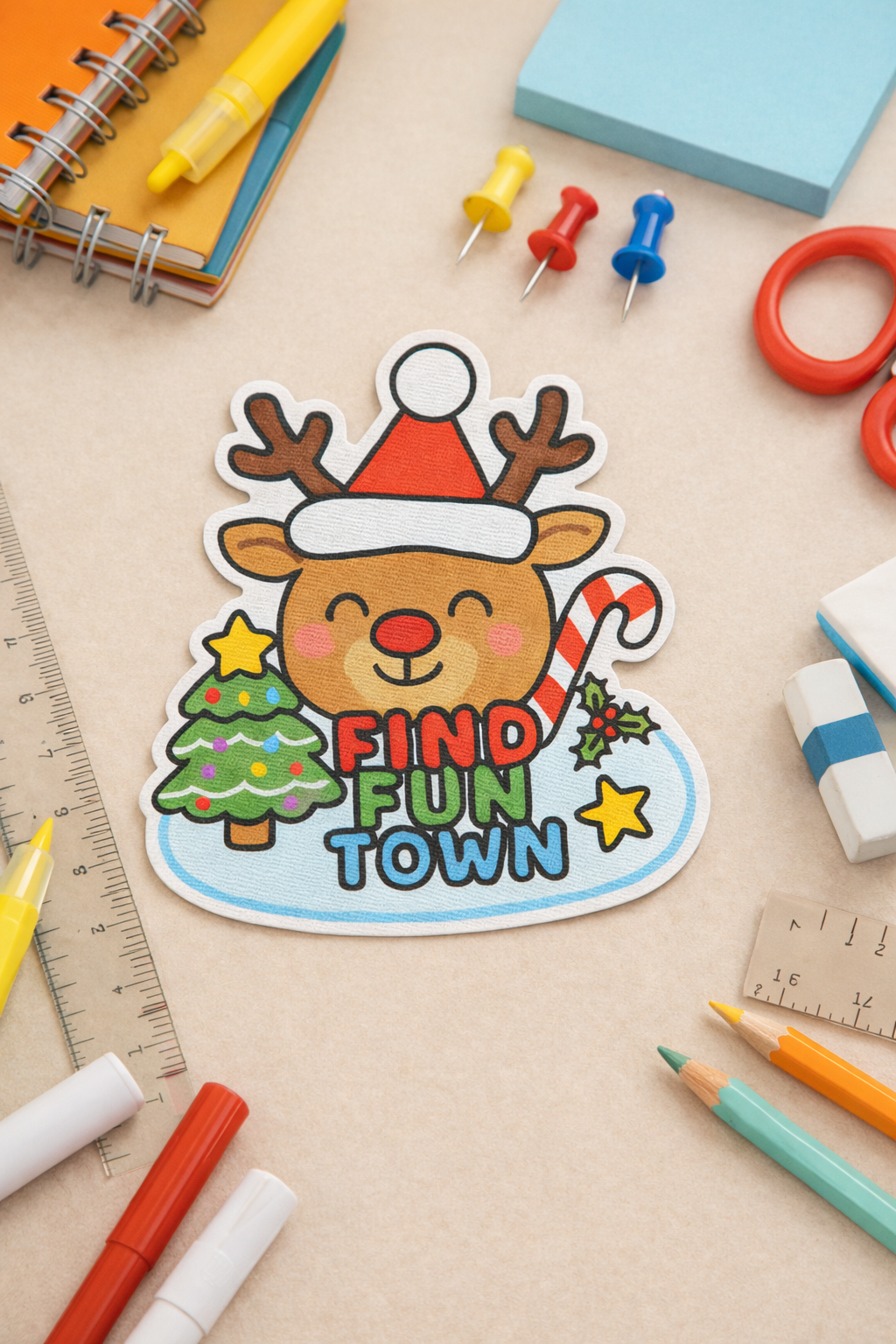 Holiday Reindeer Fabric Sticker