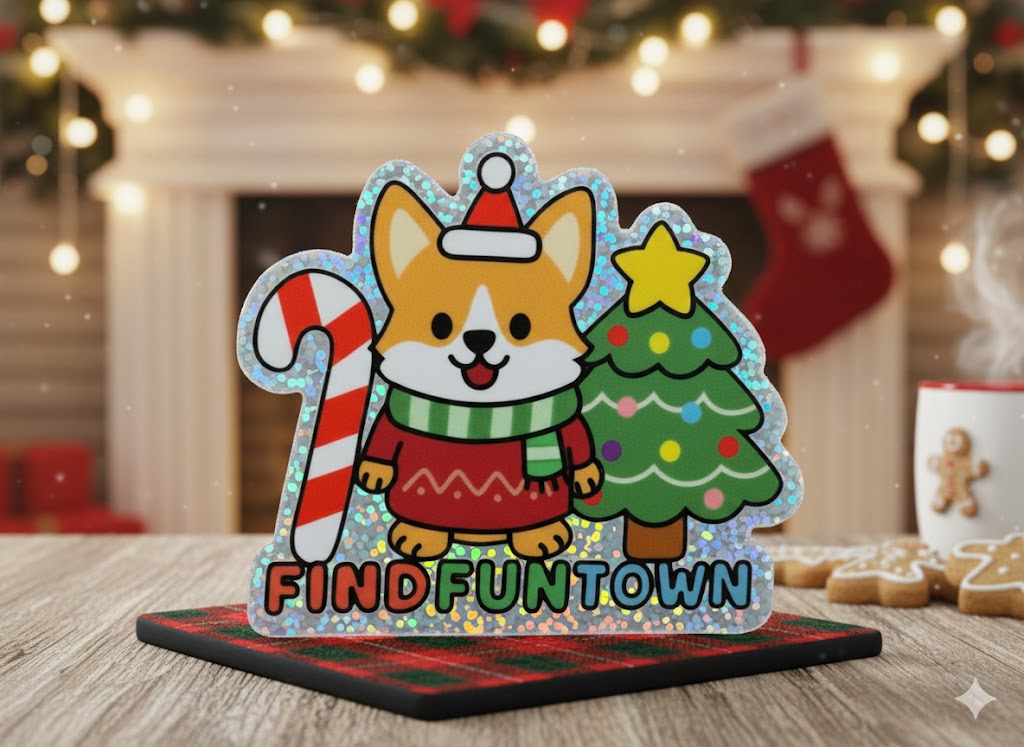 Holiday Corgi Glitter Sticker