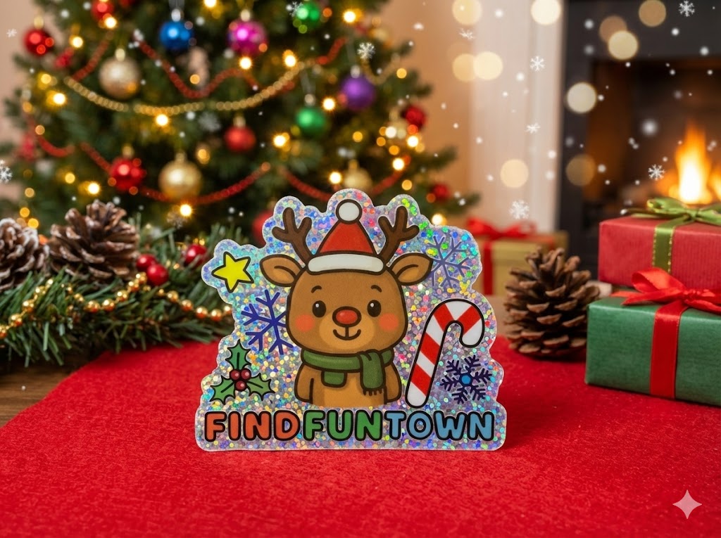 Holiday Reindeer Glitter Sticker
