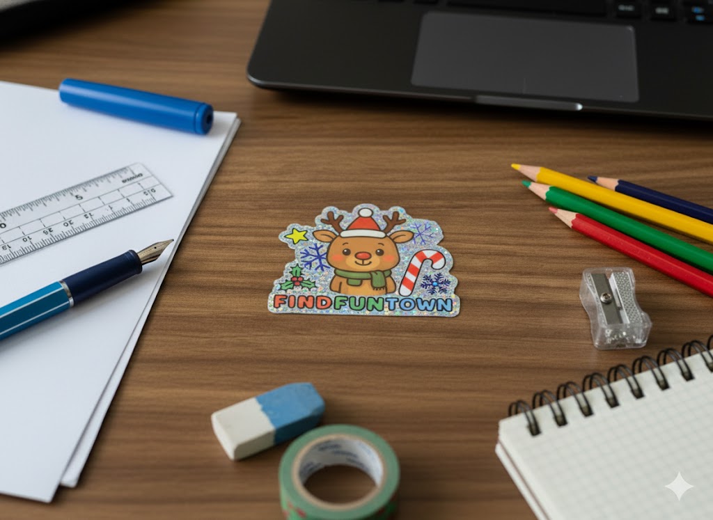 Holiday Reindeer Glitter Sticker