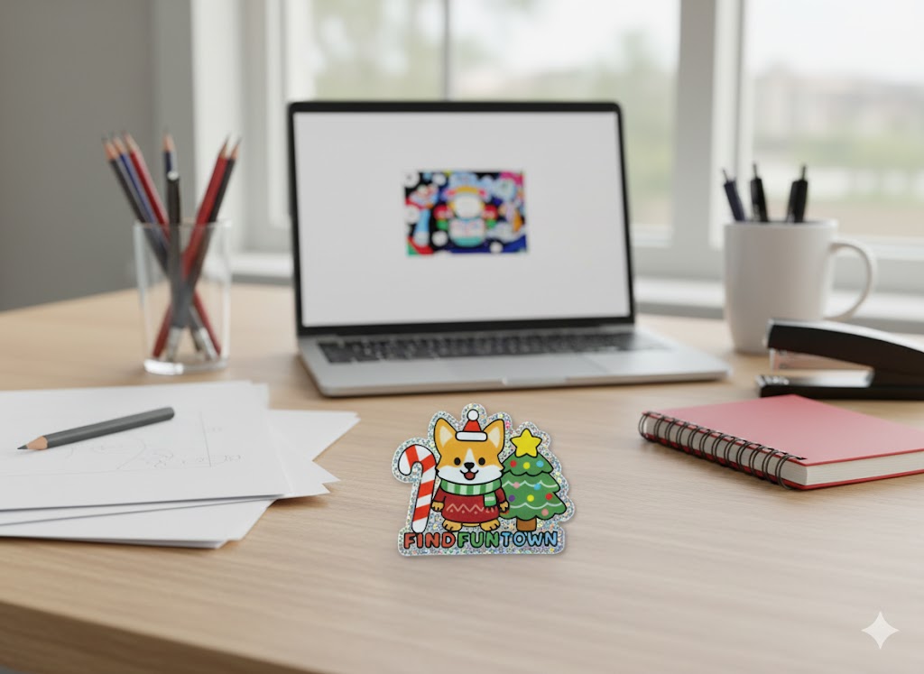 Holiday Corgi Glitter Sticker