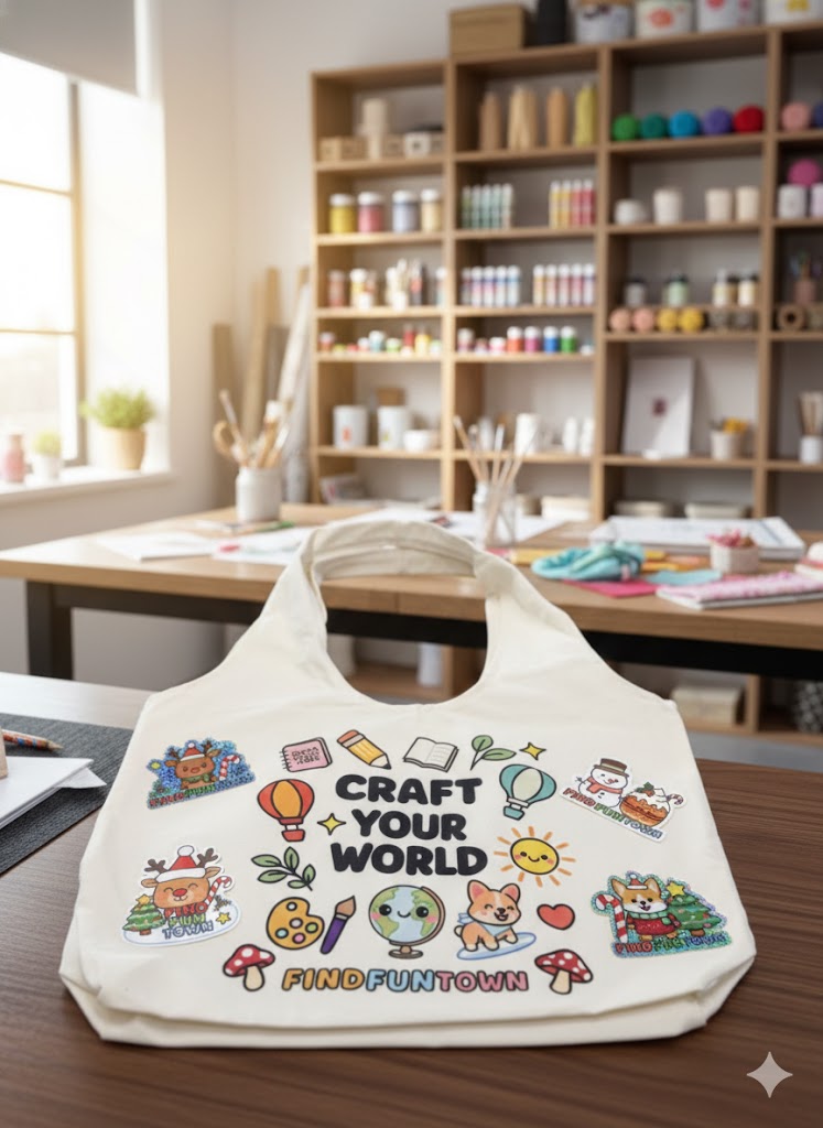 Craft Your World Tote Bag + Holiday Sticker Bundle