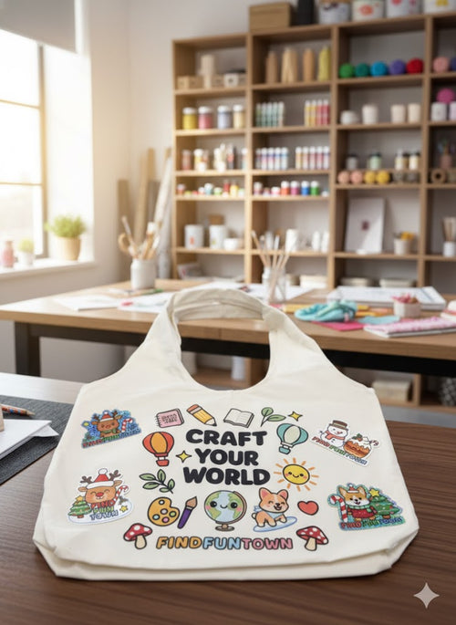 "Craft Your World" Tote Bag + Holiday Sticker Bundle